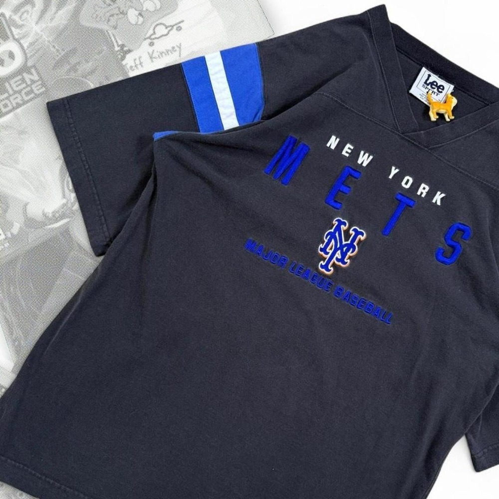 Vintage 90s Lee Sport New York Mets MLB Baseball Graphic Two Tone Tee Shirt